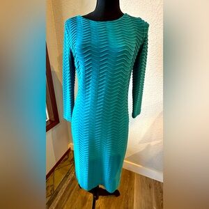 Calvin Klein Teal Textured Long Sleeve Dress